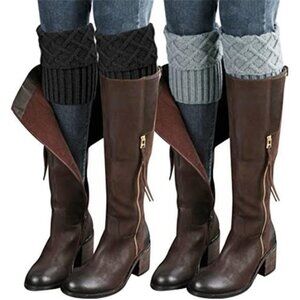 2 Pairs Women's Boot Cuffs Winter Short Cable Knit Leg Warmers Boot Socks Gifts